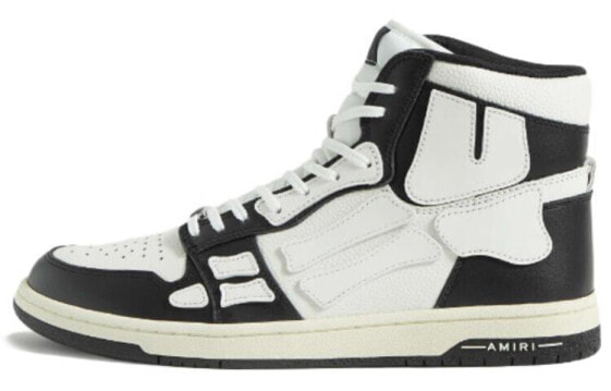 AMIRI Skel-Top 皮革 高帮系带 时尚板鞋 白黑色 / AMIRI Skel-Top PXMFS001-004