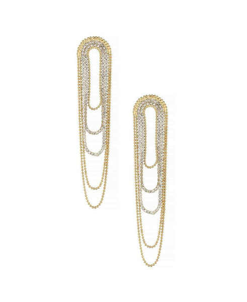 Crystal and Looped Chain Earrings in 18K Gold Plating
