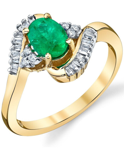 Emerald (3/4 ct. t.w.) & Diamond (1/5 ct. t.w.) Swirl Ring in 10k Gold