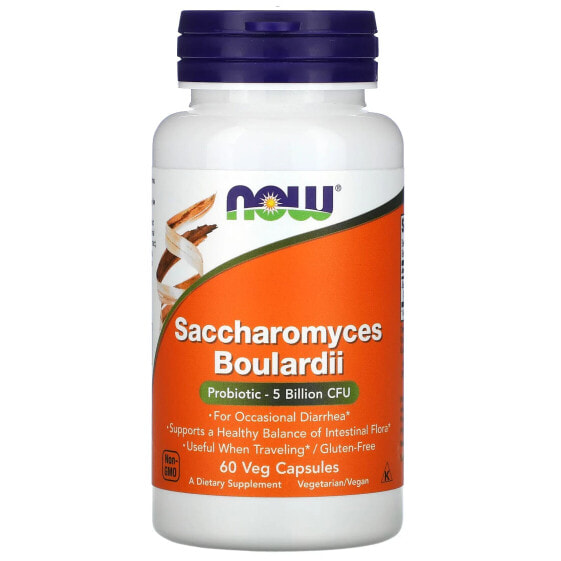 Пробиотики Saccharomyces Boulardii, 5 миллиардов КОЕ, 120 растительных капсул NOW