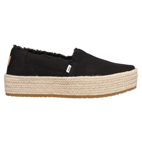 TOMS Valencia Platform Espadrille Slip On Womens Black Flats Casual 10019795T-0