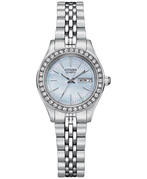 Women's Embellished Silver-Tone Stainless Steel Bracelet Watch 26mm