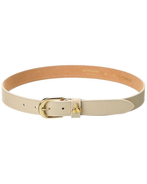 Persaman New York Persaman Logo Leather Belt Women's Beige Extra Large