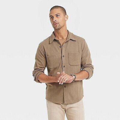 Men's Knit Shirt Jacket - Goodfellow & Co Brushed Brown L