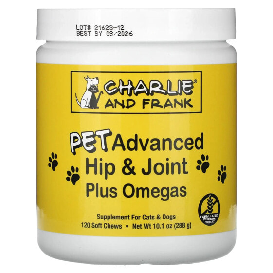 Витамины и добавки Charlie and Frank PET Advanced Hip & Joint Plus Omegas, Для кошек и собак, 120 мягких жевательных таблеток