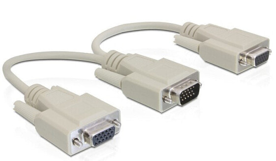 Delock VGA/2 x VGA - 0.2 m - VGA - 2 x VGA - Male - Female - Beige