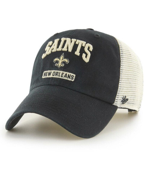 Men's Black, White New Orleans Saints Morgantown Trucker Clean Up Snapback Hat