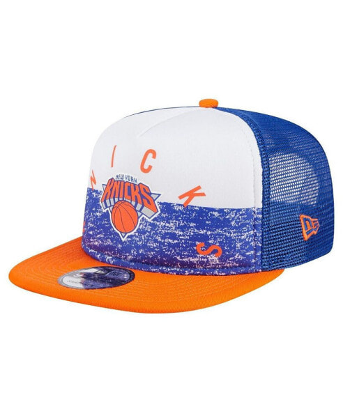 Men's Blue New York Knicks Arch A-Frame Trucker 9FIFTY Snapback Hat