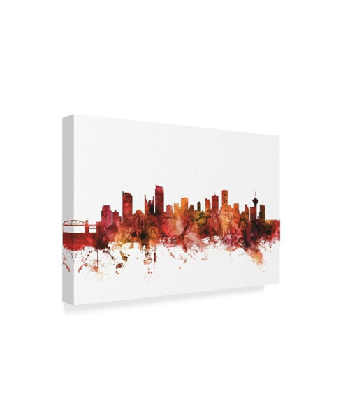 Michael Tompsett Vancouver Canada Skyline Red Canvas Art - 20" x 25"