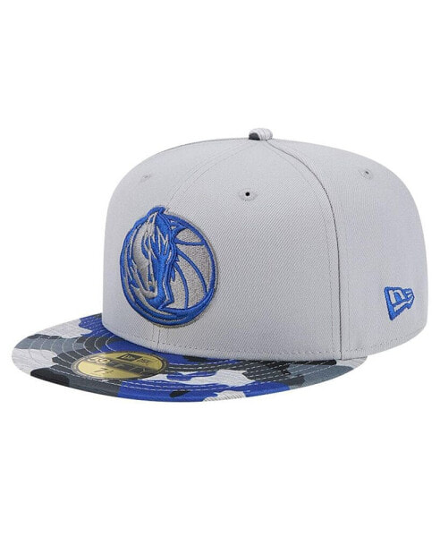 Men's Gray Dallas Mavericks Active Color Camo Visor 59FIFTY Fitted Hat