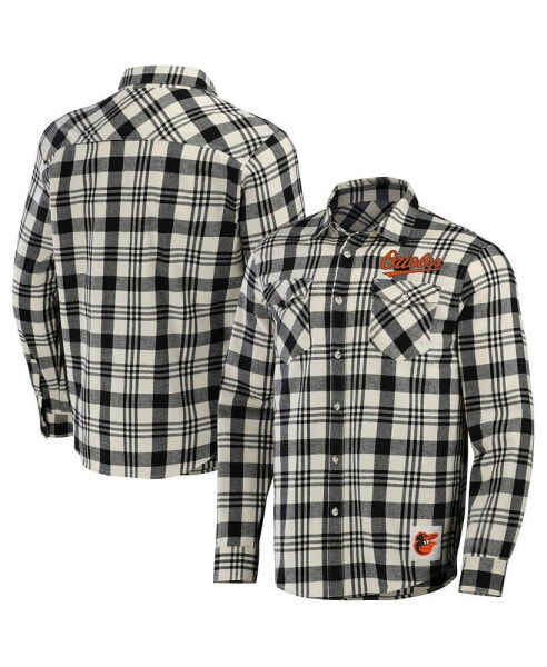 Men's Darius Rucker Collection by Black Baltimore Orioles Plaid Flannel Button-Up Shirt