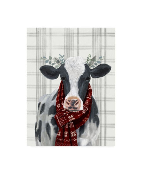 Victoria Borges Yuletide Cow I Canvas Art - 20" x 25"