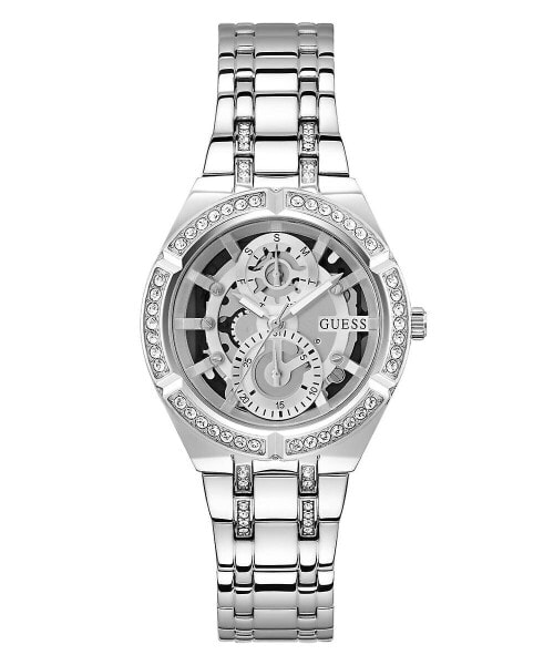 Guess Damen Armbanduhr Allara Multifunktion skeleton Silber GW0604L1