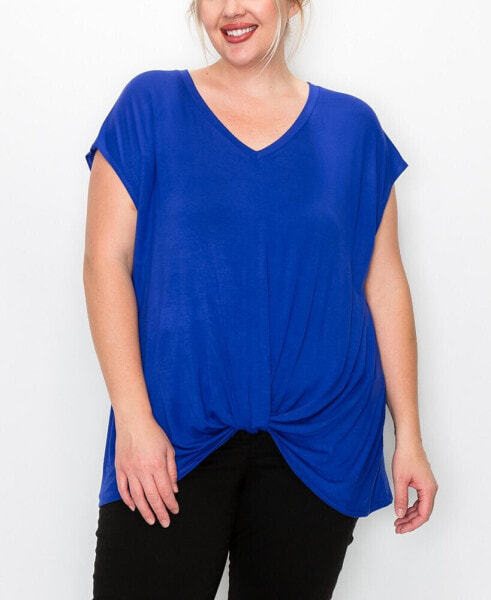 Plus Size V-neck Twist Front Top