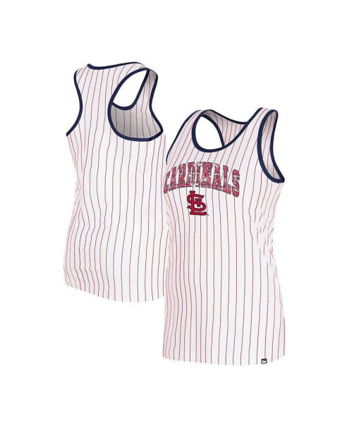 Women's White St. Louis Cardinals Sequin Pinstripe Racerback Tank Top