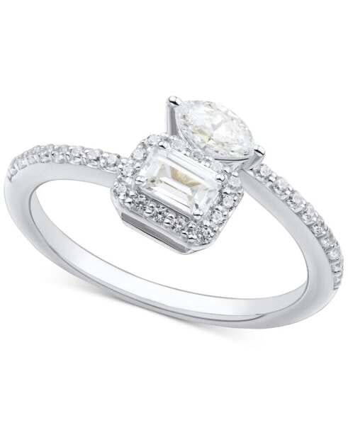 Diamond Octagon & Marquise Bypass Engagement Ring (3/4 ct. t.w.) in 14k White Gold