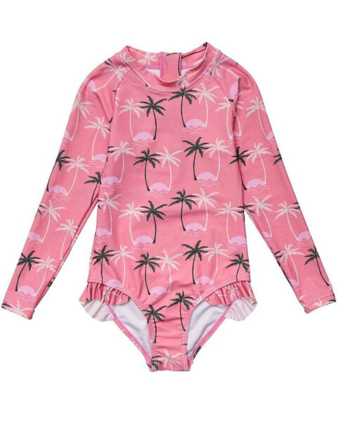 Toddler, Child Girls Palm Paradise Sustainable LS Surf Suit