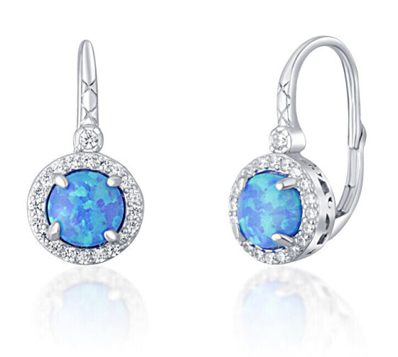 Charming silver earrings with blue opals SVLE0412SH2O200