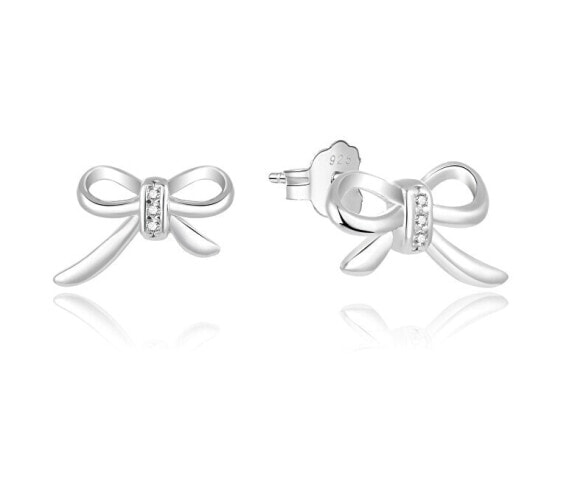 Charming silver bow earrings AGUP809L
