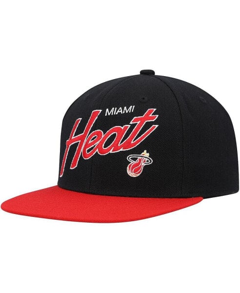 Men's Black Miami Heat Team Script 2.0 Fitted Hat