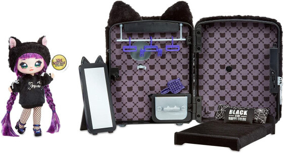 Na! Na! Na! Surprise 3-in-1 Backpack Bedroom Black Kitty Playset with Limited Edition Tuesday Meow Doll