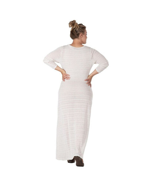 Women's Plus Size Knit Crochet Boat Neck Maxi Dress