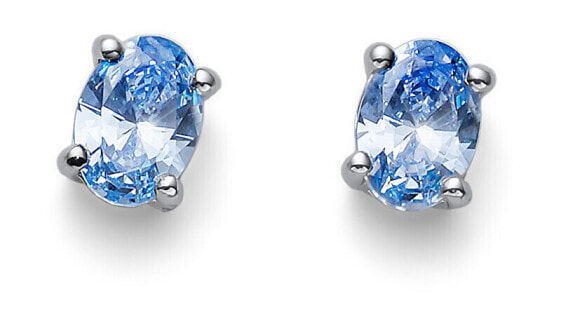 Silver earrings with blue cubic zircons Smooth 62130 BLU