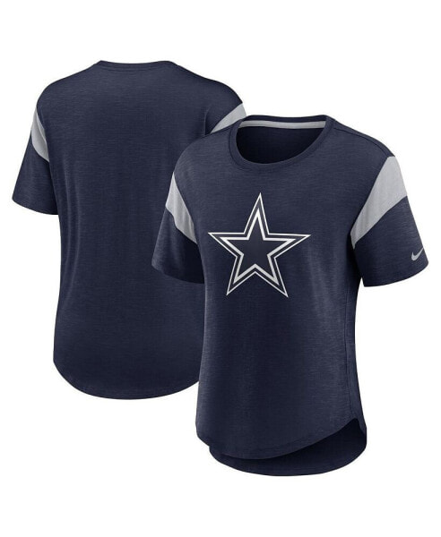 Women's Heather Navy Dallas Cowboys Primary Logo Fashion Top