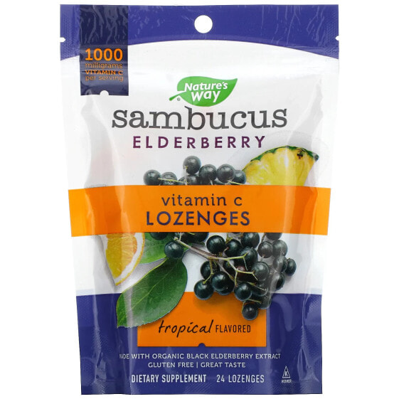 Sambucus Elderberry, Vitamin C Lozenges, Tropical, 24 Lozenges