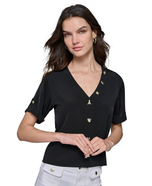 Women's Embellished Short-Sleeve Top