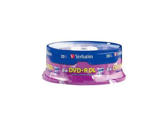 Verbatim DVD+R DL 8.5GB 8X with Branded Surface - 20pk Spindle