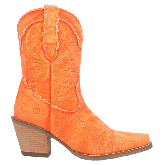 Dingo Y'all Need Dolly Embroidered Round Toe Cowboy Womens Orange Casual Boots