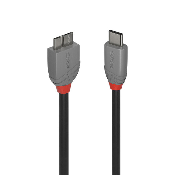 Lindy 0.5m USB 3.2 Type C to Micro-B Cable - Anthra Line - 0.5 m - USB C - Micro-USB B - USB 3.2 Gen 1 (3.1 Gen 1) - 500 Mbit/s - Black