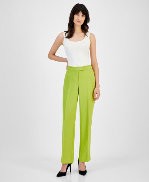 Women's Solid Mid-Rise Bootleg Ankle Pants