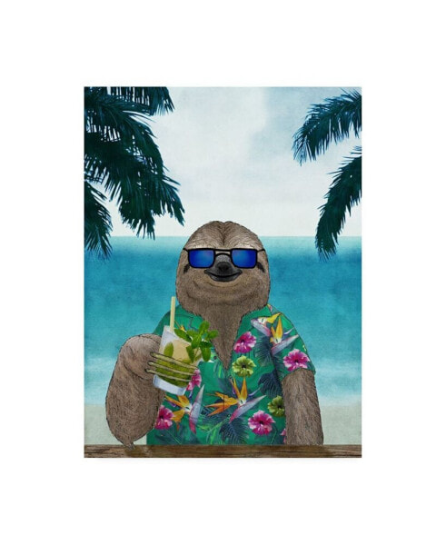 Barruf Sloth on Summer Holidays Canvas Art - 36.5" x 48"