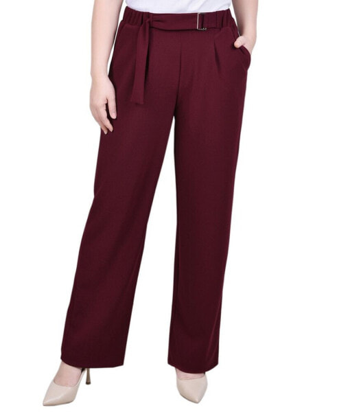 Petite Belted Scuba Crepe Pants