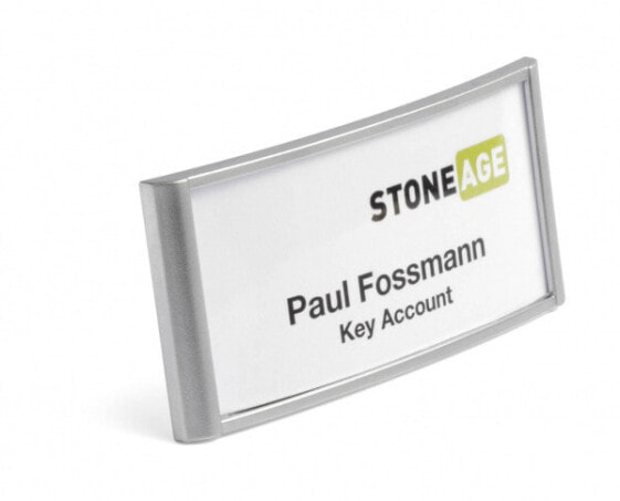 Durable classic Name badge with combi clip 30 x 65 mm - Portrait - Galvanized metal - Silver - 65 mm - 30 mm - 10 pc(s)