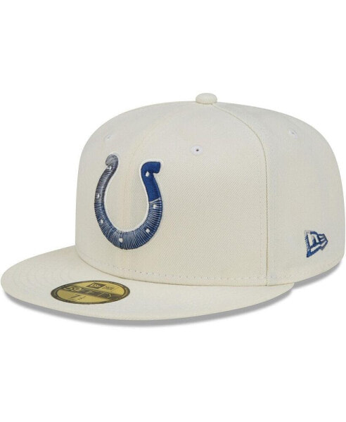 Men's Cream Indianapolis Colts Chrome Color Dim 59FIFTY Fitted Hat