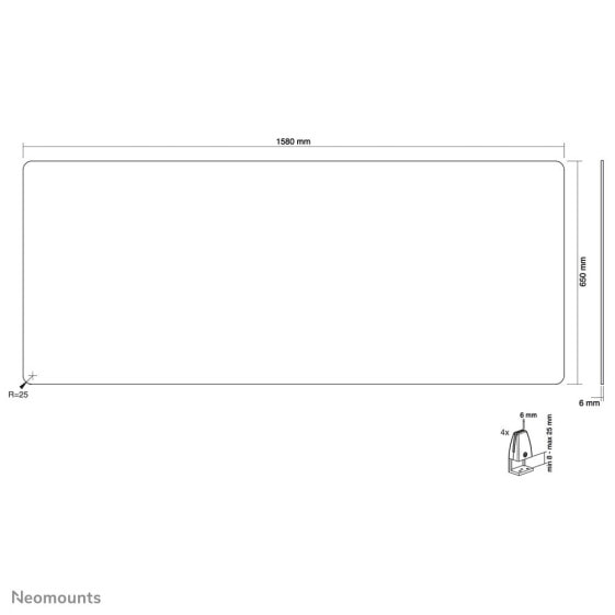 Neomounts by Newstar safety screen - Transparent - 1 pc(s) - Landscape - 6 mm - 1580 mm - 65 mm