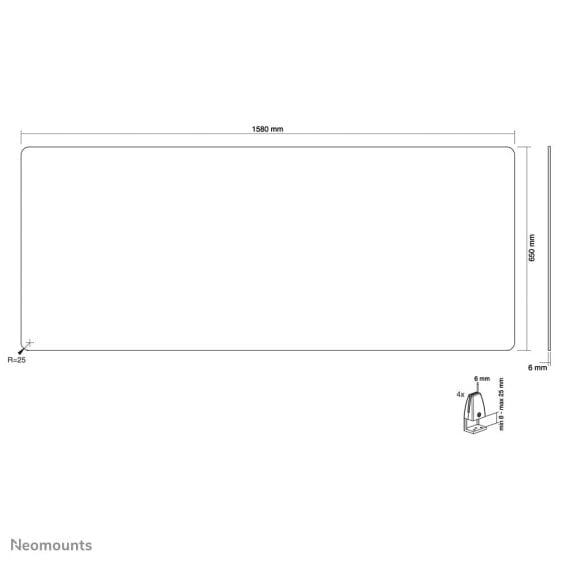 Neomounts by Newstar safety screen - Transparent - 1 pc(s) - Landscape - 6 mm - 1580 mm - 65 mm