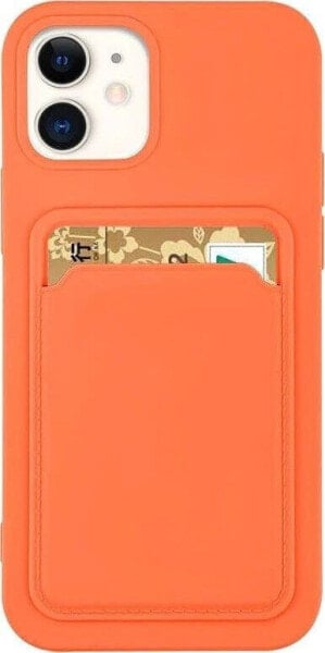 Hurtel Card Case silikonowe etui portfel z kieszonką na kartę dokumenty do iPhone 11 Pro pomarańczowy