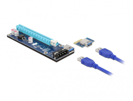 Шлейф PCI Express Delock 41430 - PCIe - USB 3.2 Gen 1 (3.1 Gen 1) черно-голубой-серый для ПК 0,8 Гбит/с 128,2 мм