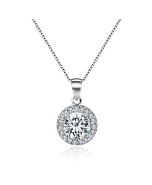 Hollywood Sensation round Halo Crystal Pendant Necklace