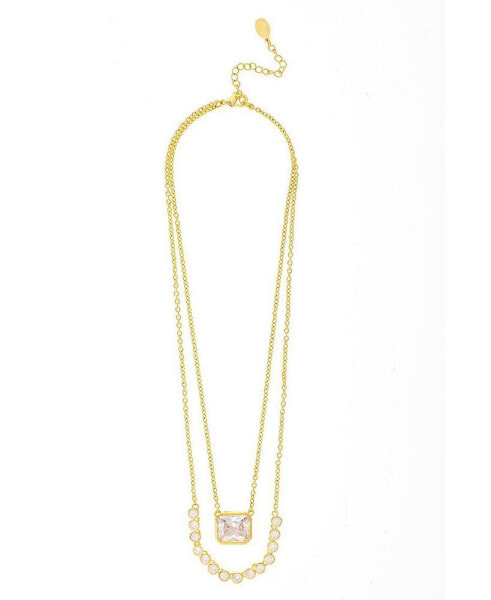 Rivka Friedman double Layer Cubic Zirconia Pendant Necklace