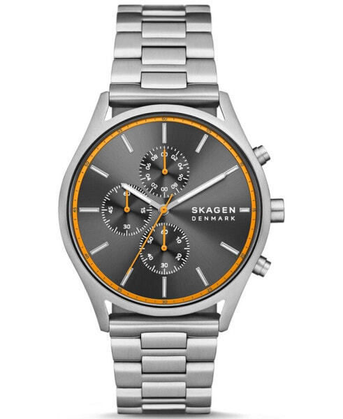 Часы и аксессуары Skagen мужские Холст Хронограф Серебряный нержавеющая сталь 42 мм