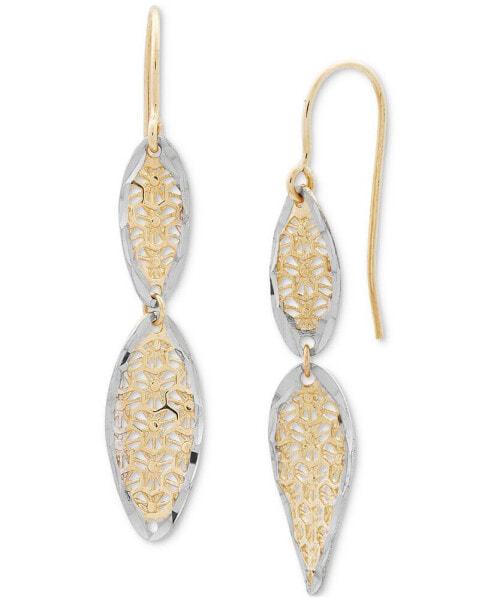 Textured Openwork Two-Tone Double Drop Earrings in 10k Gold, Created for Macy's