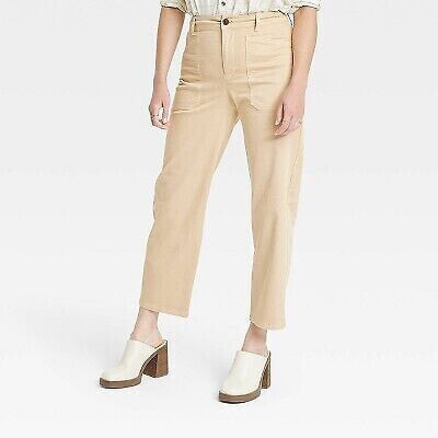 Women's High-Rise Barrel Leg Pants - Universal Thread Tan 6