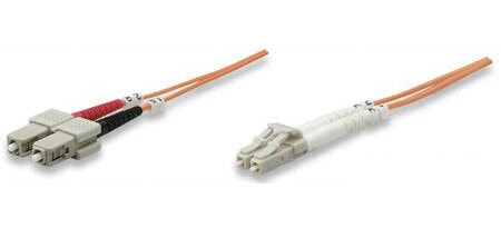 Intellinet Fiber Optic Patch Cable - OM2 - LC/SC - 1m - Orange - Duplex - Multimode - 50/125 µm - LSZH - Fibre - Lifetime Warranty - Polybag - 1 m - OM2 - LC - SC