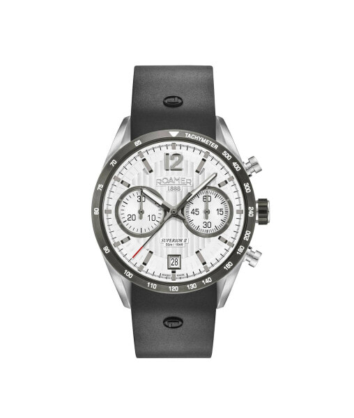 Roamer Herren Armbanduhr Superior Chrono II 42.5 mm Armband Leder 510902 41 14 05