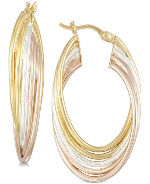 Tricolor Multi-Ring Hoop Earrings in Sterling Silver and 18k Gold & Rose Gold over Sterling Silver